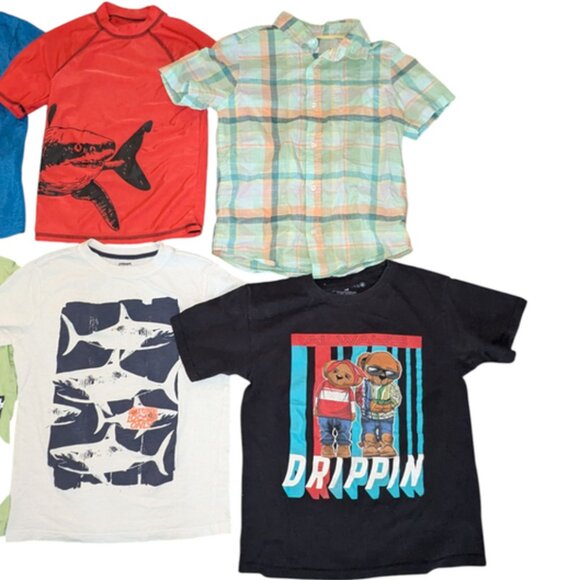 Huge Lot 10 Boys Short Sleeve Plaid Button Shirt Tees Sport Tops Cargo Short 7/8 - Picture 4 of 4